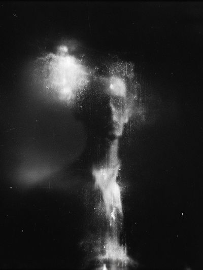 Ethereal Smoke Figure Black-White Print.