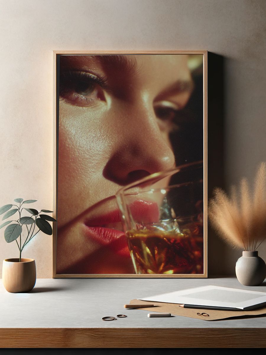 Moody Portrait with Glass — Photography Print. — room view 2