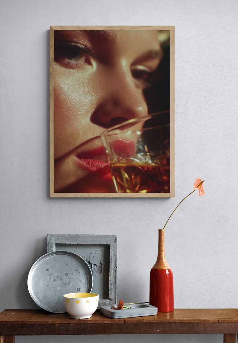 Moody Portrait with Glass — Photography Print. — room view 3