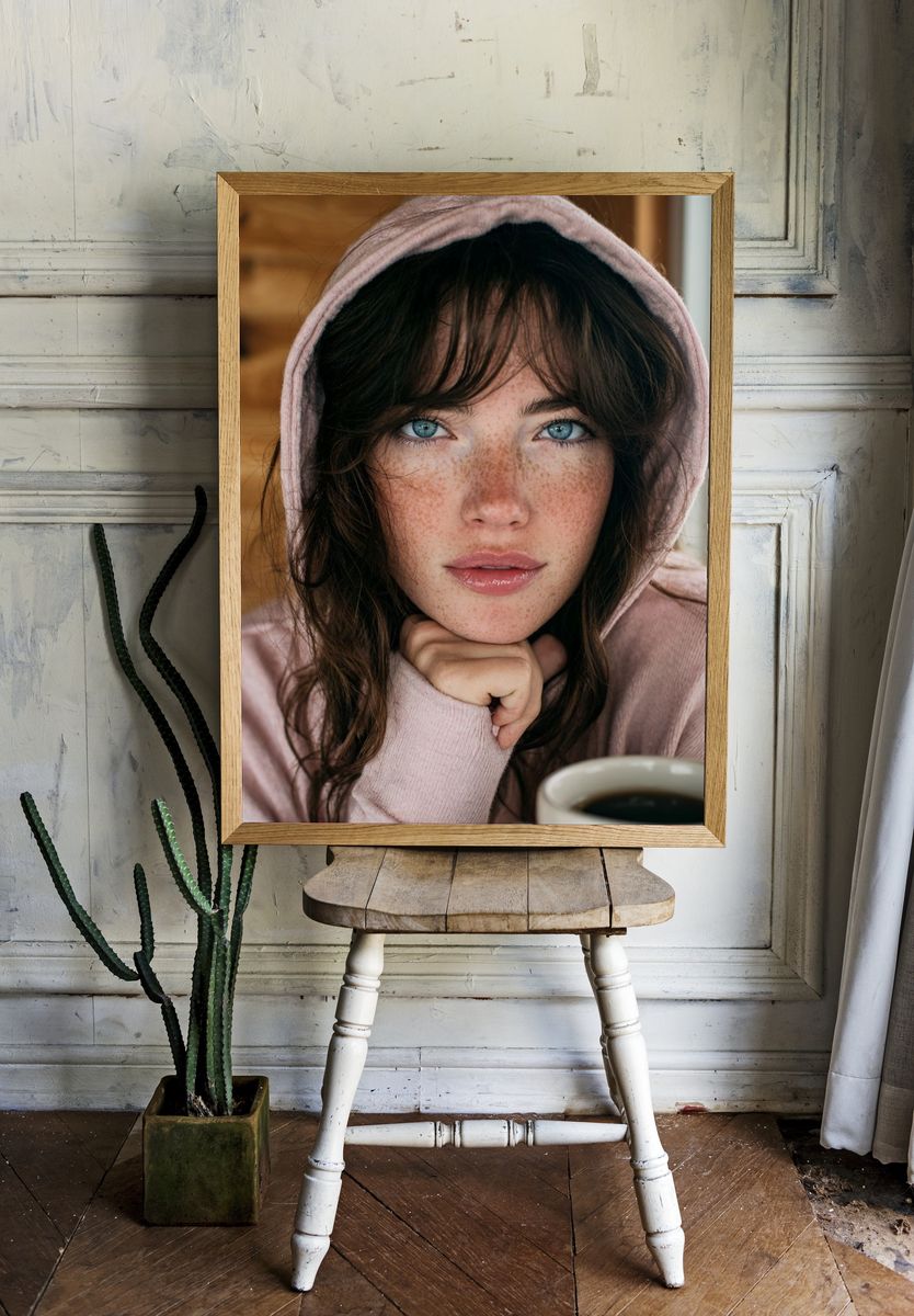 Freckled Portrait Photography Poster. — room view 1