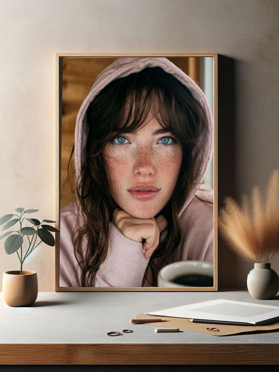 Freckled Portrait Photography Poster. — room view 2