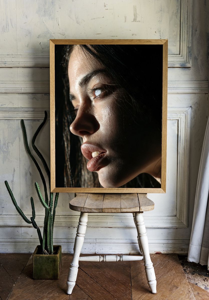 Moody Woman Portrait Print. room preview