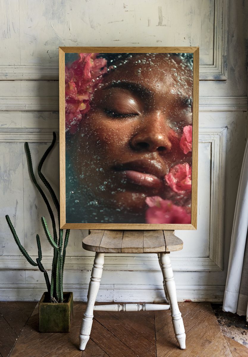 Dreamy Floral Portrait Print. room preview