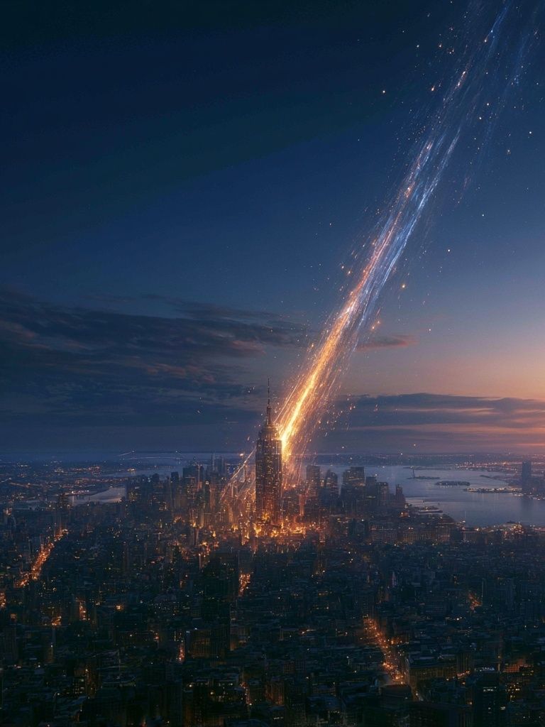 Meteor Strike Cityscape Poster. poster — photography art