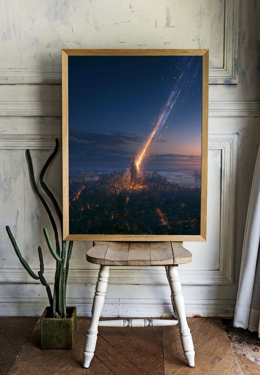 Meteor Strike Cityscape Poster. room preview