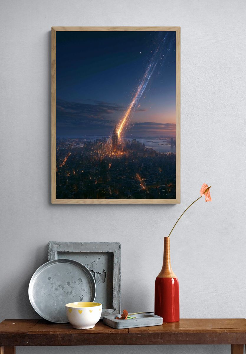 Meteor Strike Cityscape Poster. — room view 3