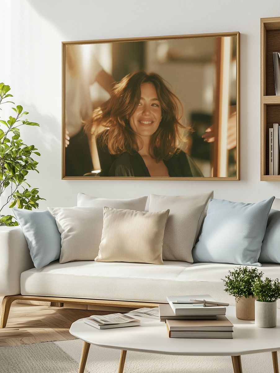 Smiling Woman Portrait Print. — room view 2