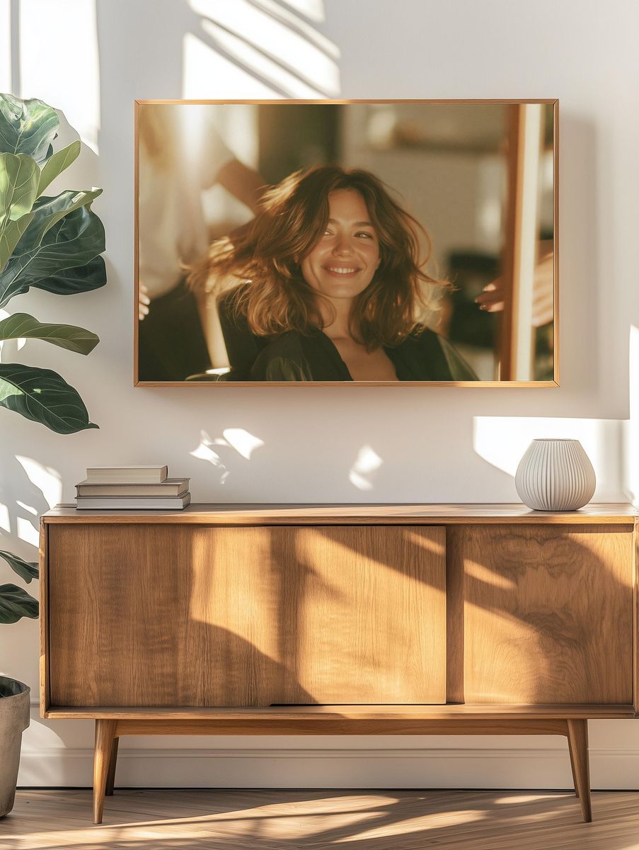 Smiling Woman Portrait Print. — room view 3