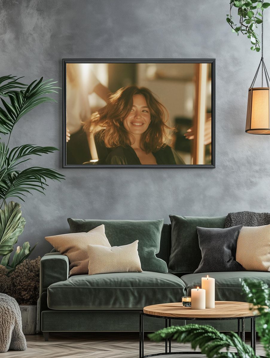 Smiling Woman Portrait Print. — room view 4