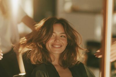 Smiling Woman Portrait Print. poster