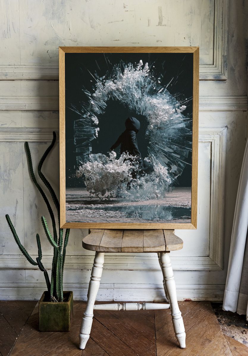 Shattered Ice Figure Photography Poster. room preview