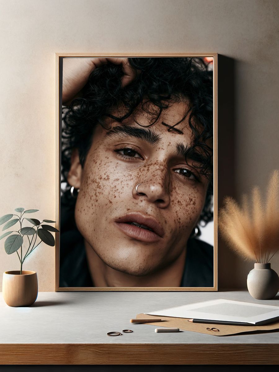 Freckled Portrait Photography Poster. — room view 2
