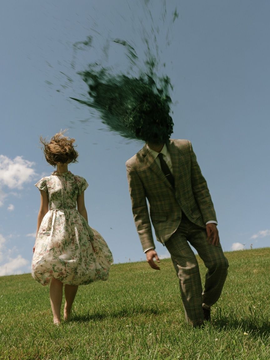 Surreal Meadow Couple Photography Print. poster detail