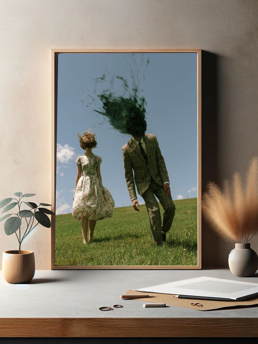 Surreal Meadow Couple Photography Print. — room view 2