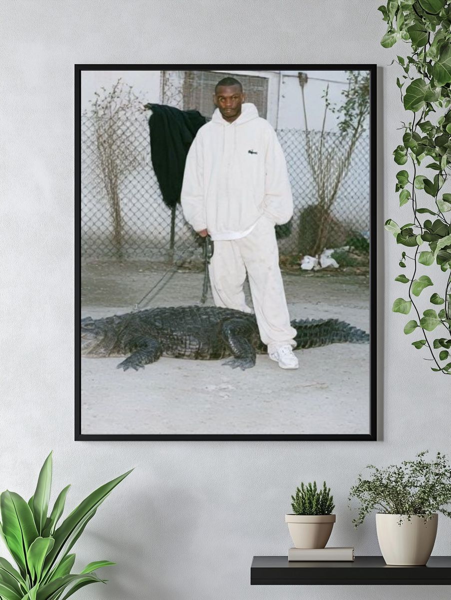 Man with Alligator Street Photography Poster. — room view 4