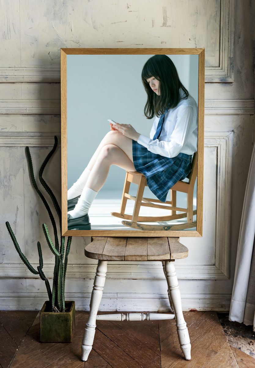 Quiet Schoolgirl Portrait Print. room preview