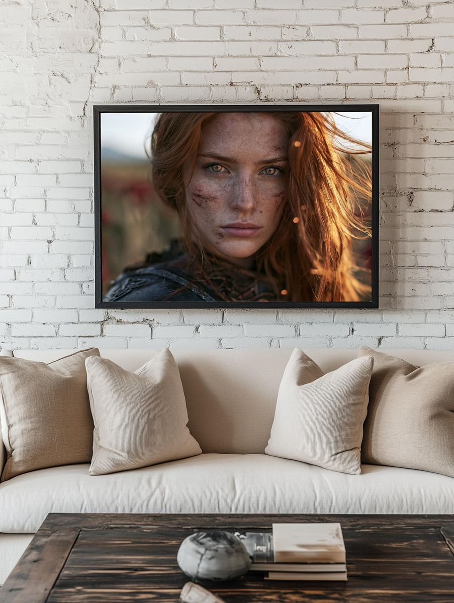 Freckled Red-Haired Portrait Print. room preview