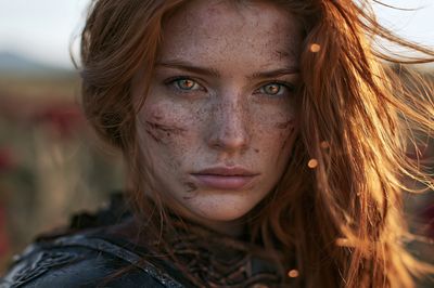 Freckled Red-Haired Portrait Print.