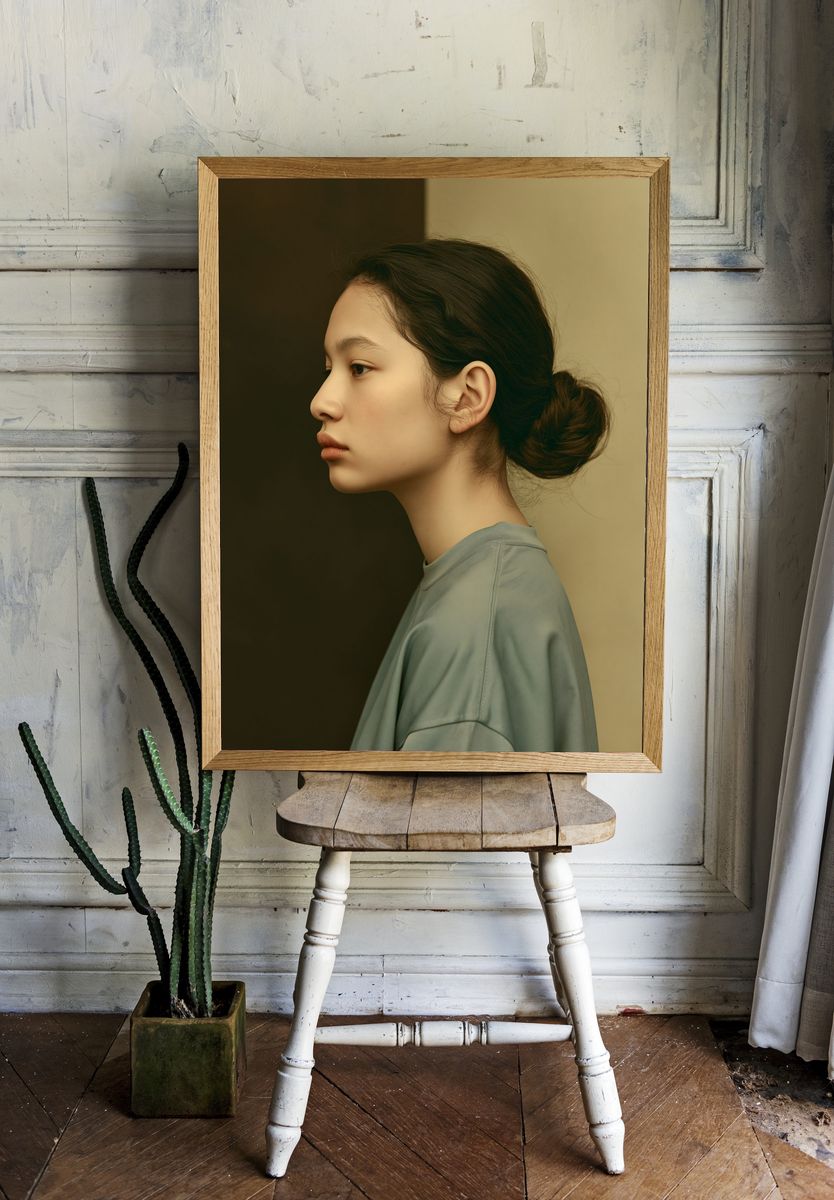 Serene Profile Portrait Print. — room view 1