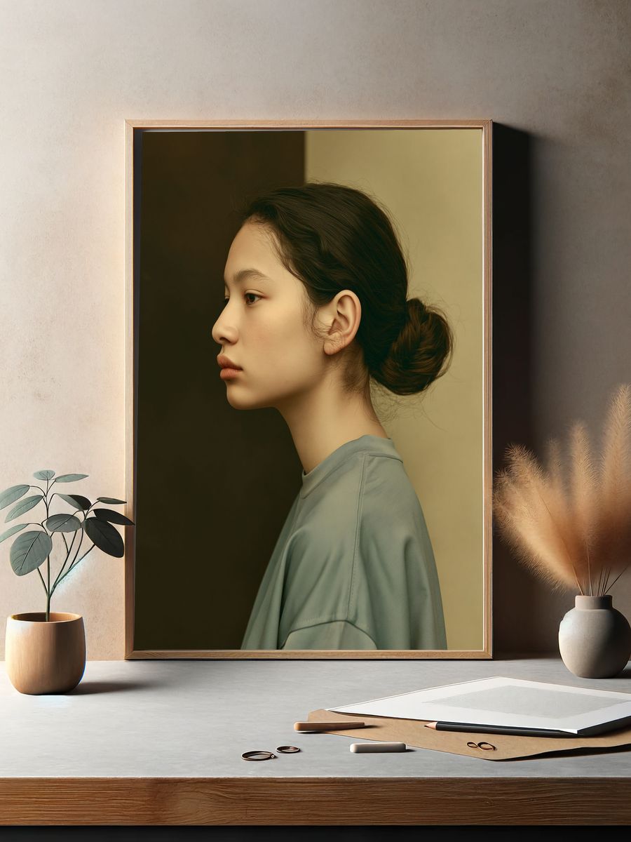 Serene Profile Portrait Print. — room view 2