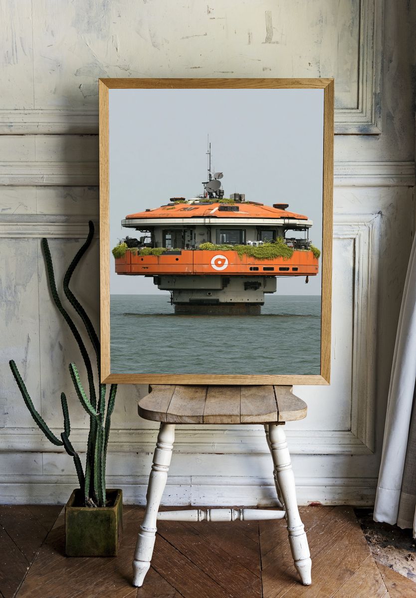 Sea Fort Platform Photography Poster. room preview