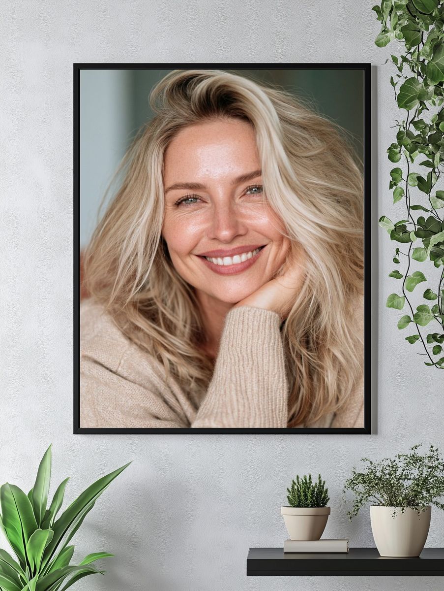 Smiling Blonde Portrait Photography Poster. — room view 4