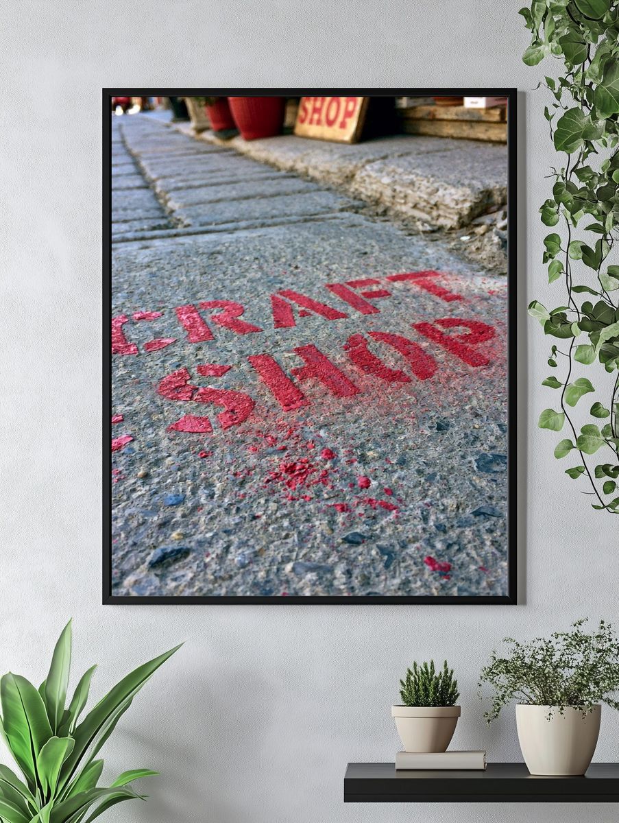 Craft Shop Street Sign Photography Poster. — room view 4
