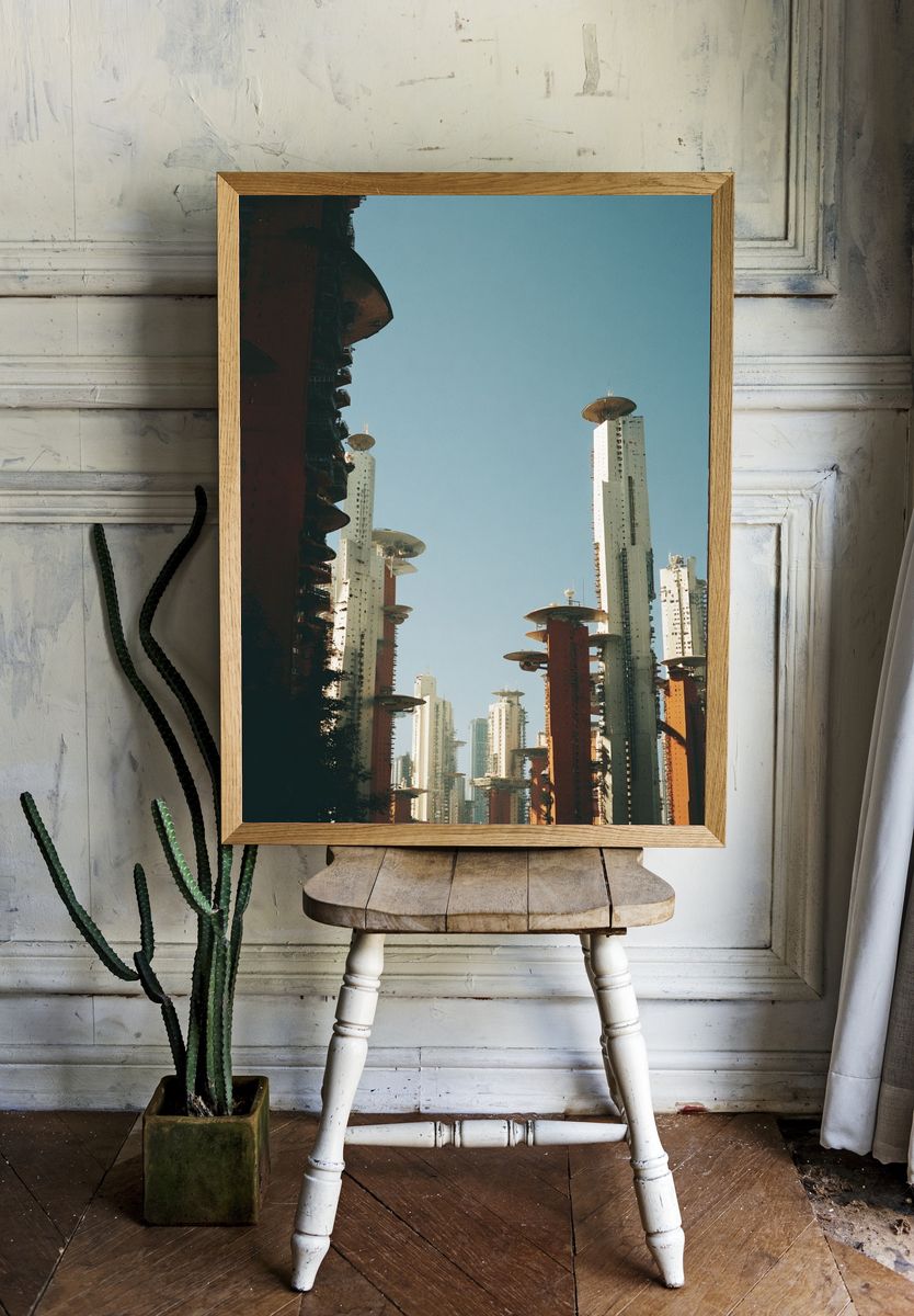 Futuristic City Towers Photography Poster. — room view 1