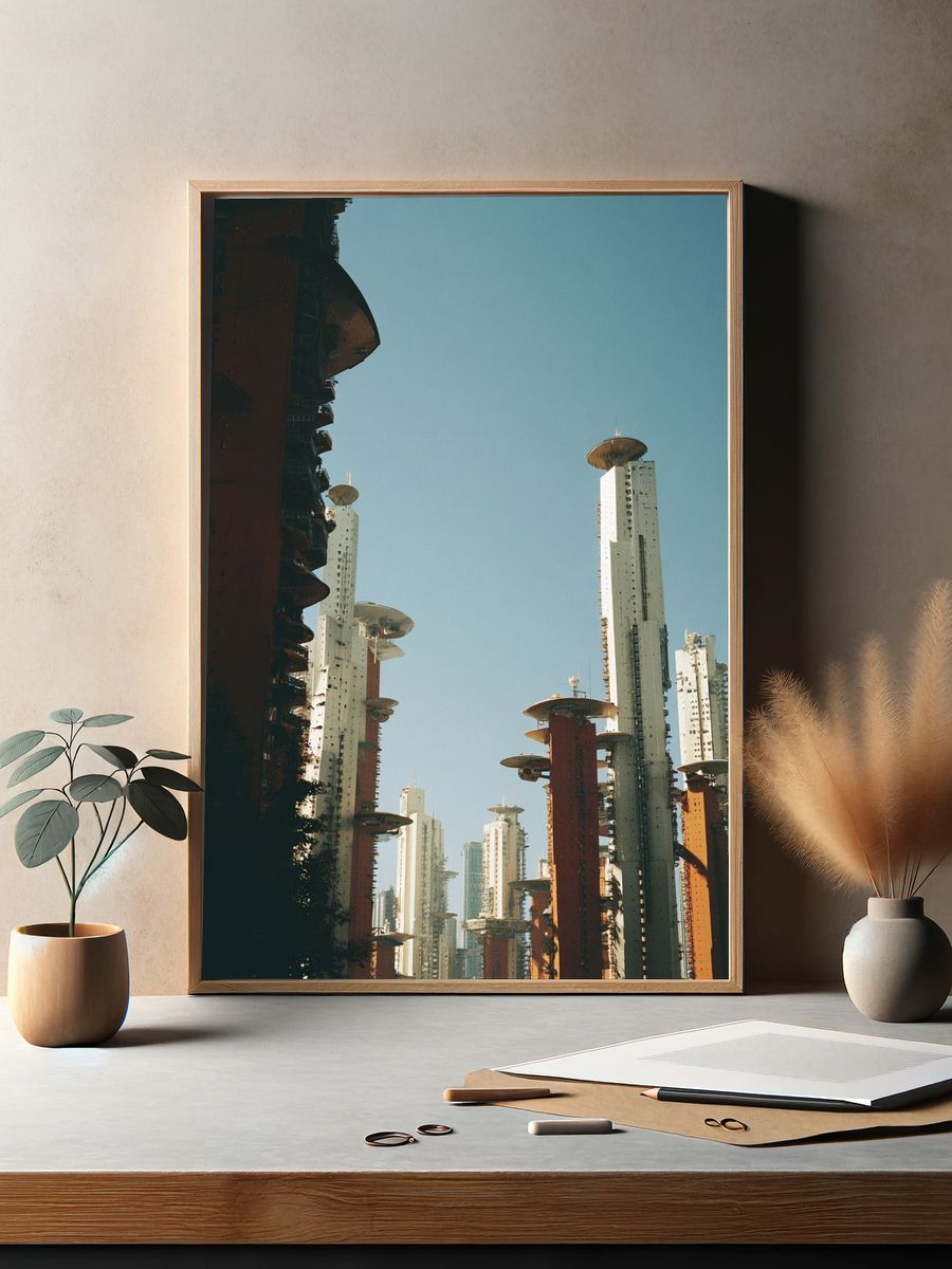 Futuristic City Towers Photography Poster. — room view 2