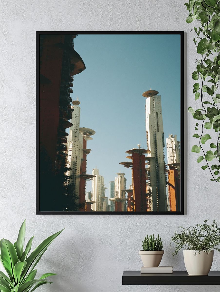 Futuristic City Towers Photography Poster. — room view 4