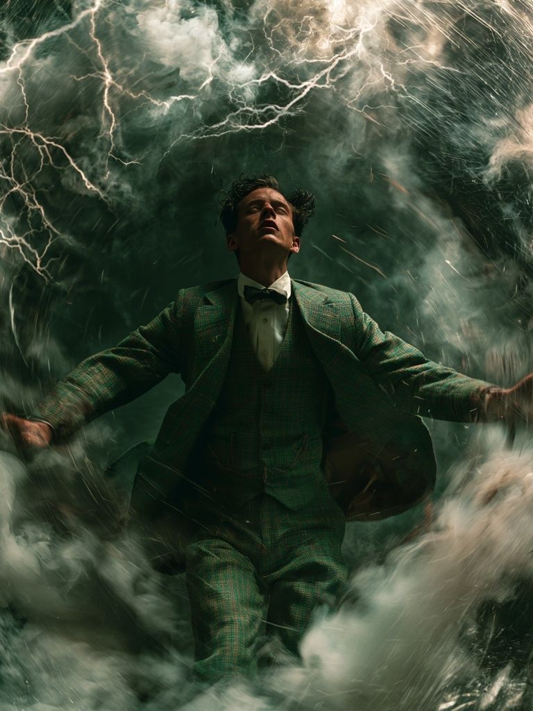 Stormbound Man Portrait Print. poster detail