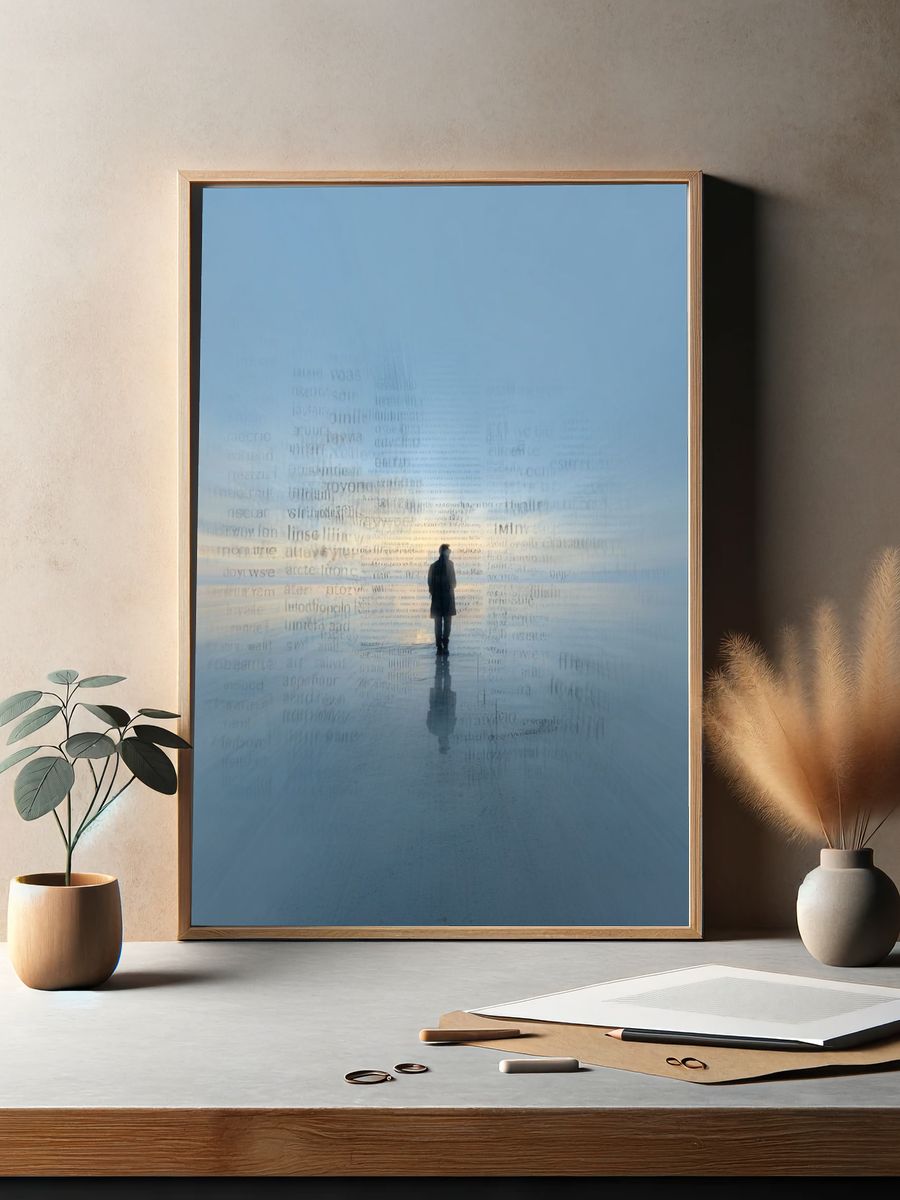 Solitary Figure in Blue Mist Print. — room view 2