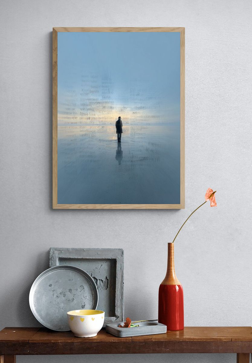 Solitary Figure in Blue Mist Print. — room view 3