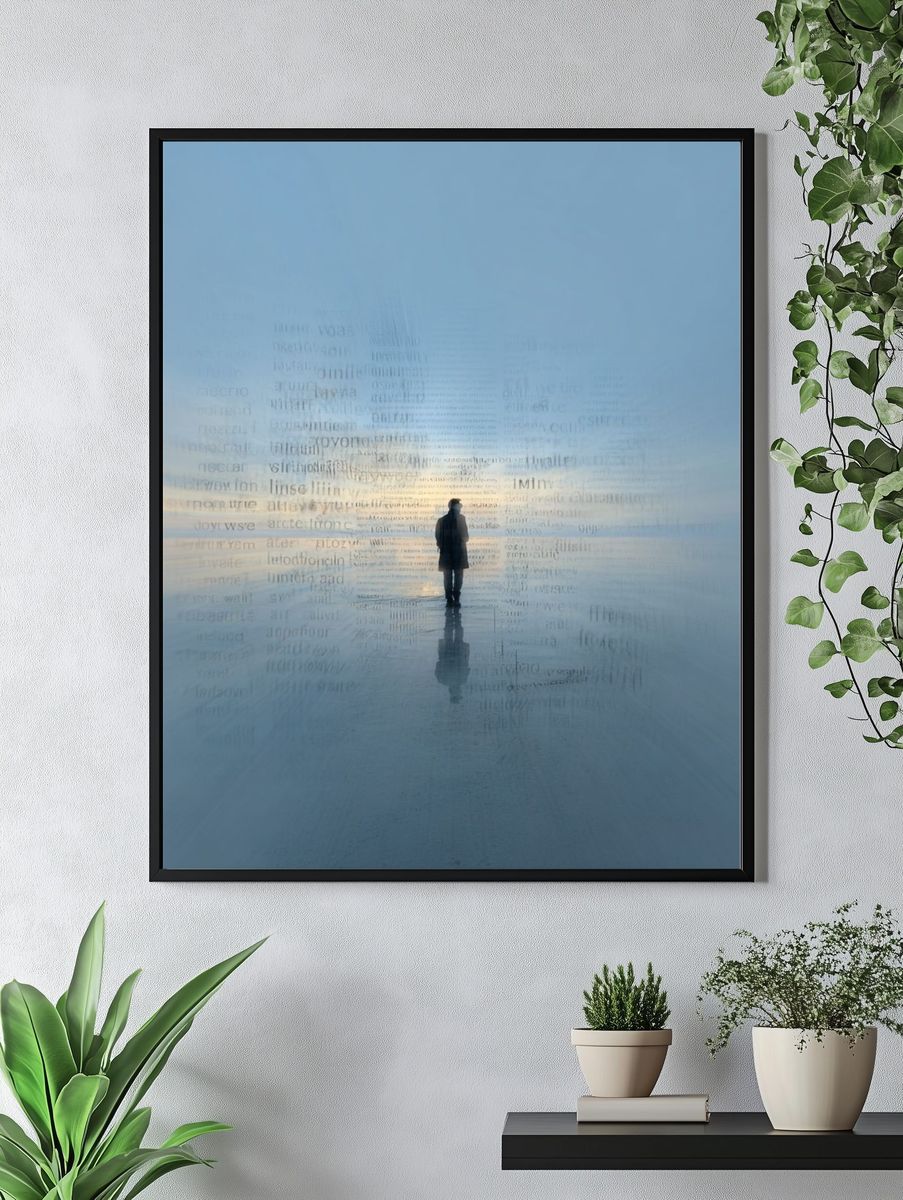 Solitary Figure in Blue Mist Print. — room view 4