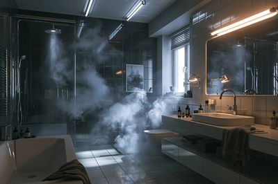 Moody Spa Bathroom Photography Poster. poster