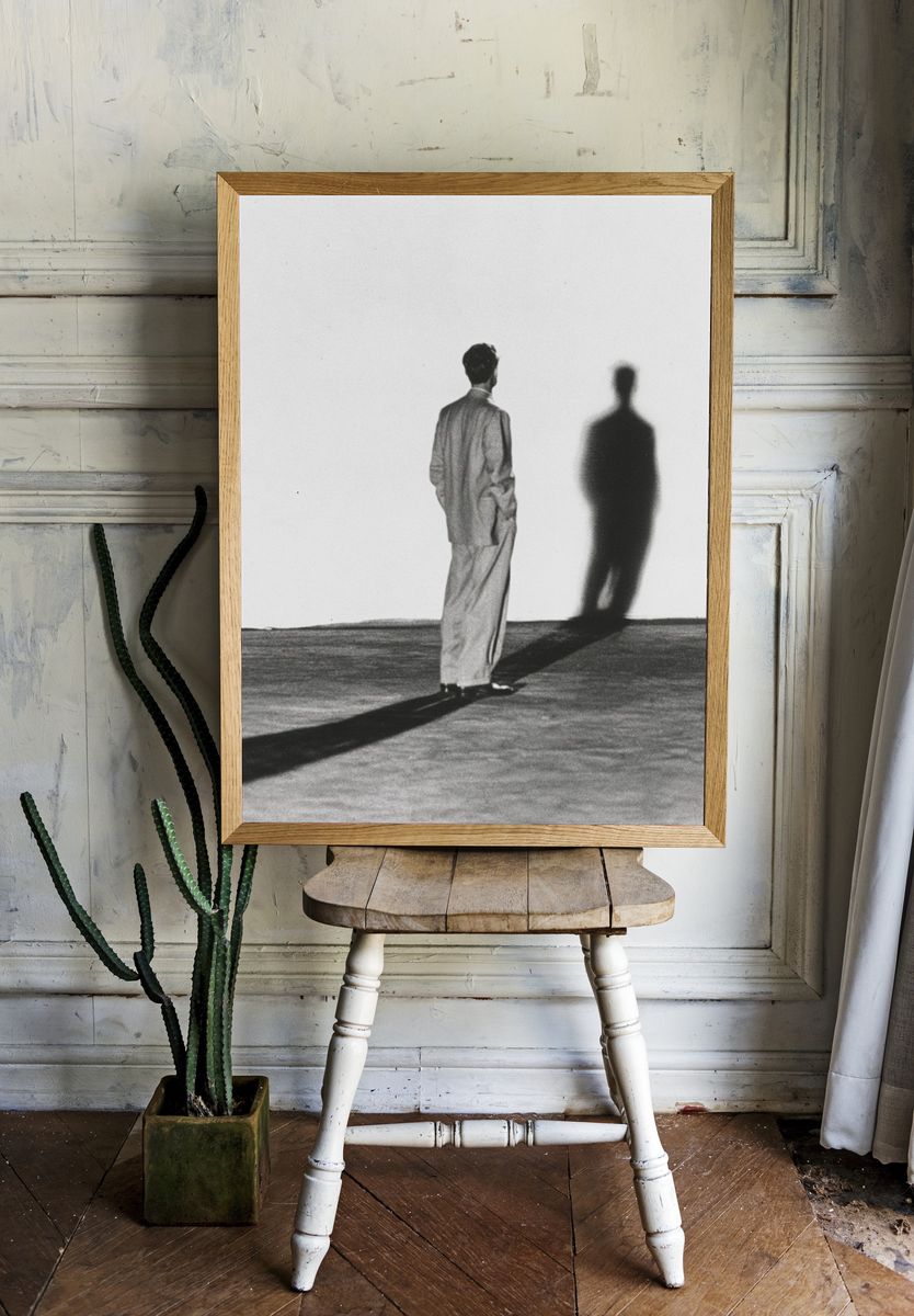 Shadow Figure Black-White Poster. room preview