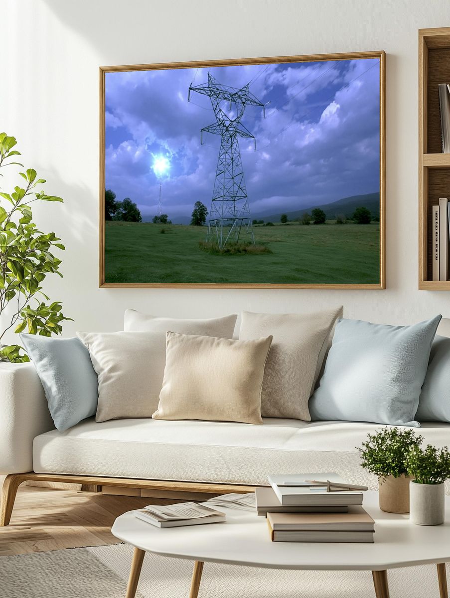 Electric Transmission Tower Photography Poster. — room view 2