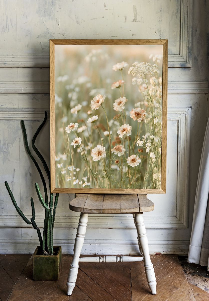 Soft Wildflower Meadow Photography Poster. — room view 1