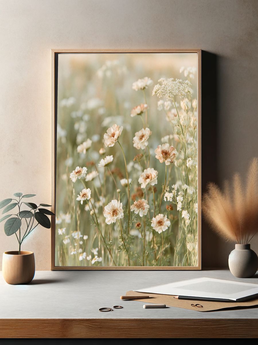 Soft Wildflower Meadow Photography Poster. — room view 2