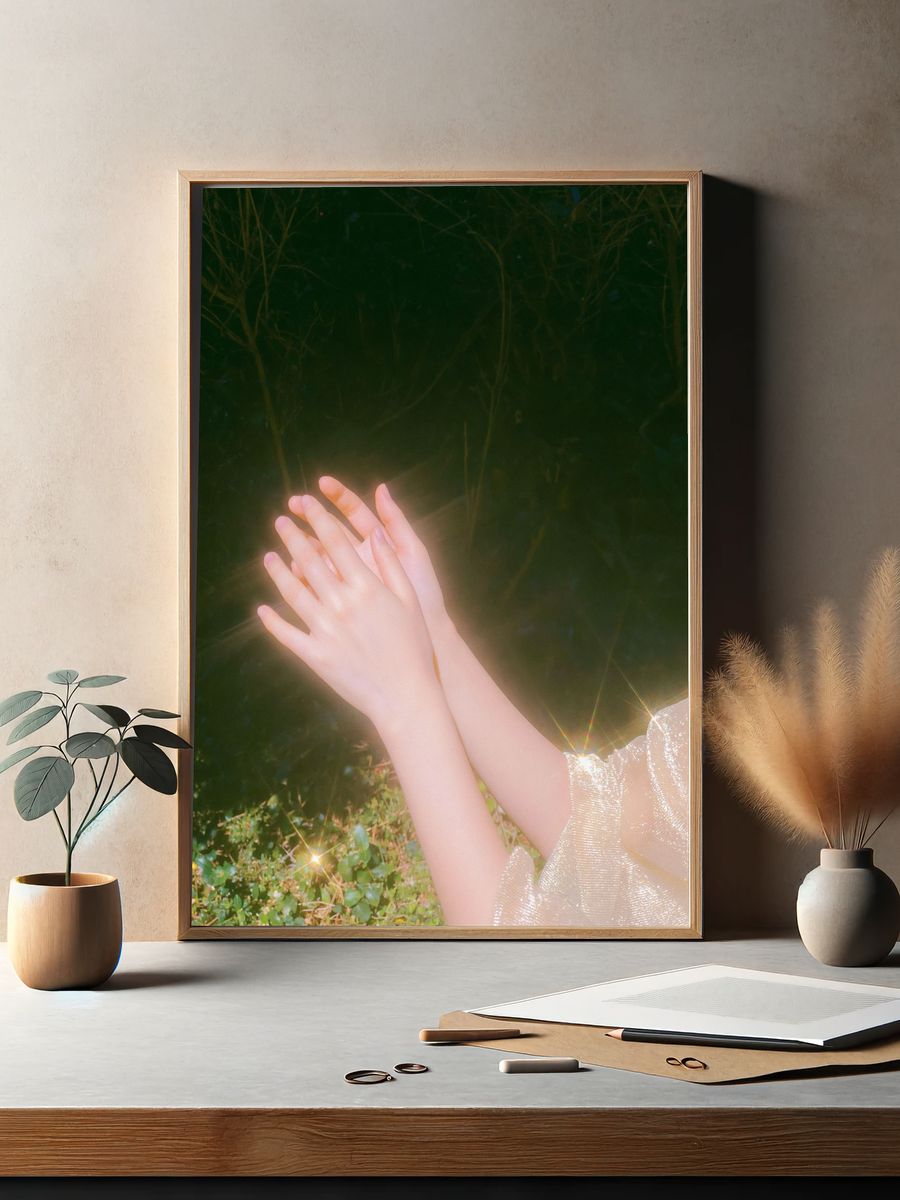 Dreamy Hands in Light Photography Poster. — room view 2