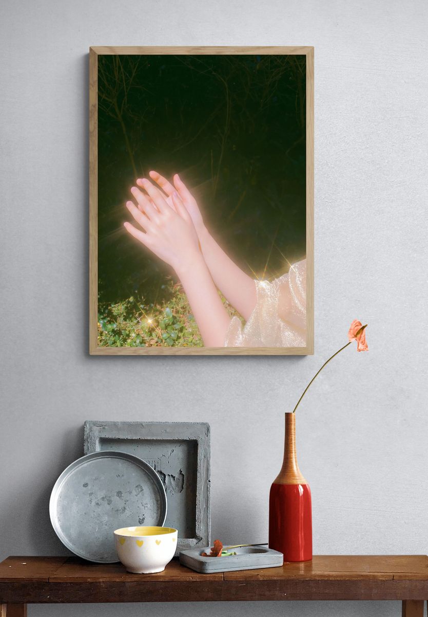 Dreamy Hands in Light Photography Poster. — room view 3