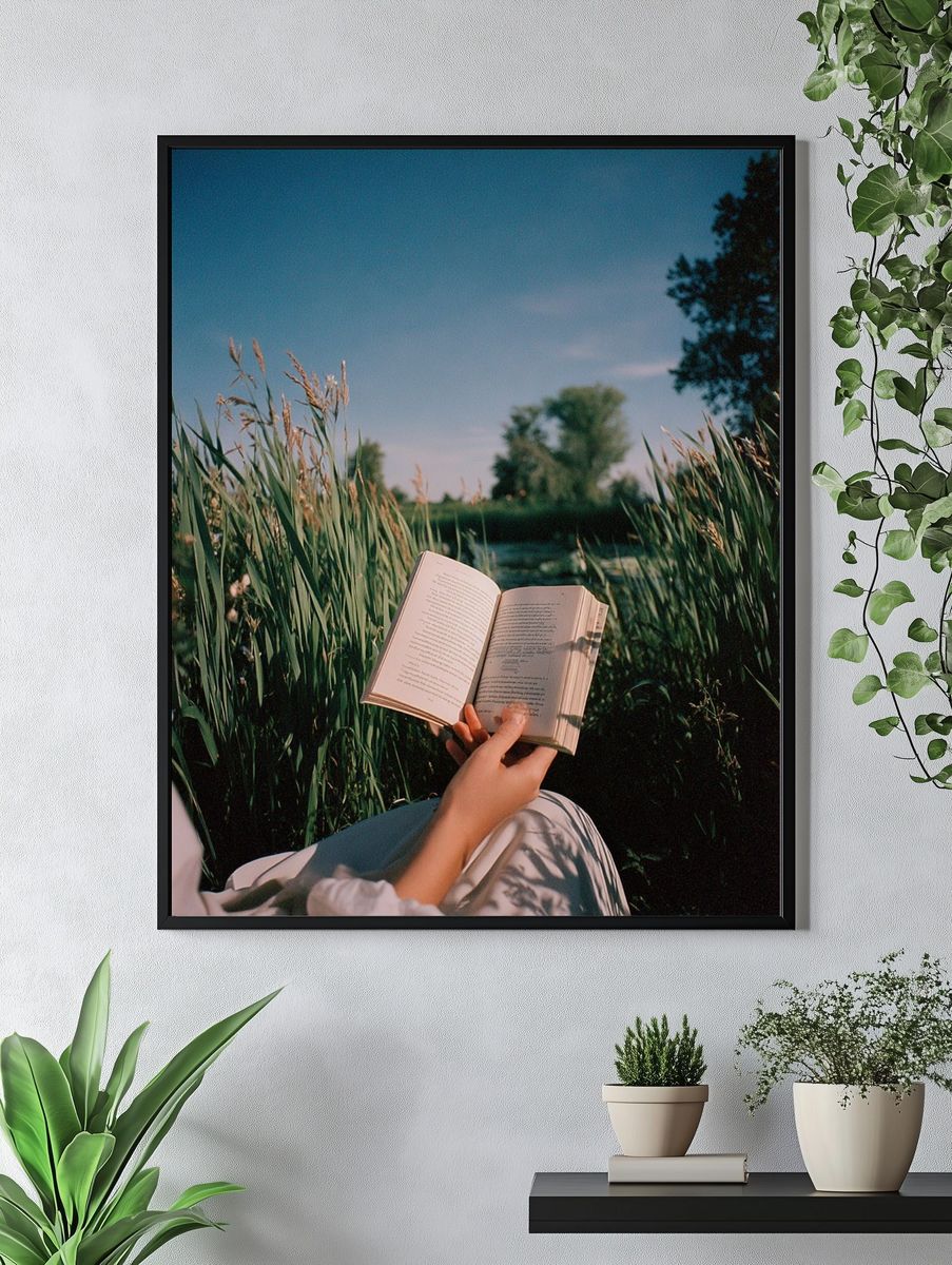 Reading in the Meadow Photography Poster. — room view 4