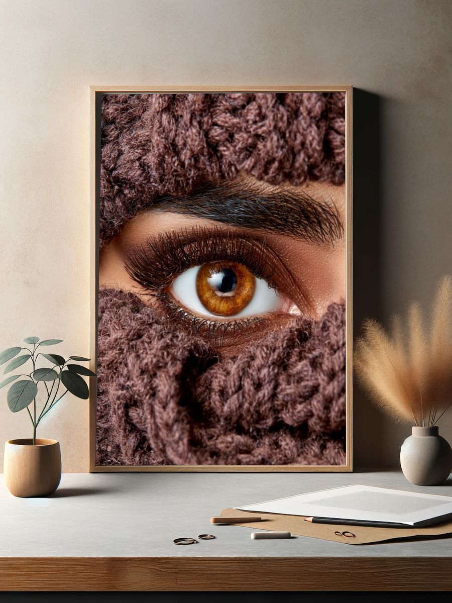 Brown Eye Textile Portrait Poster. — room view 2