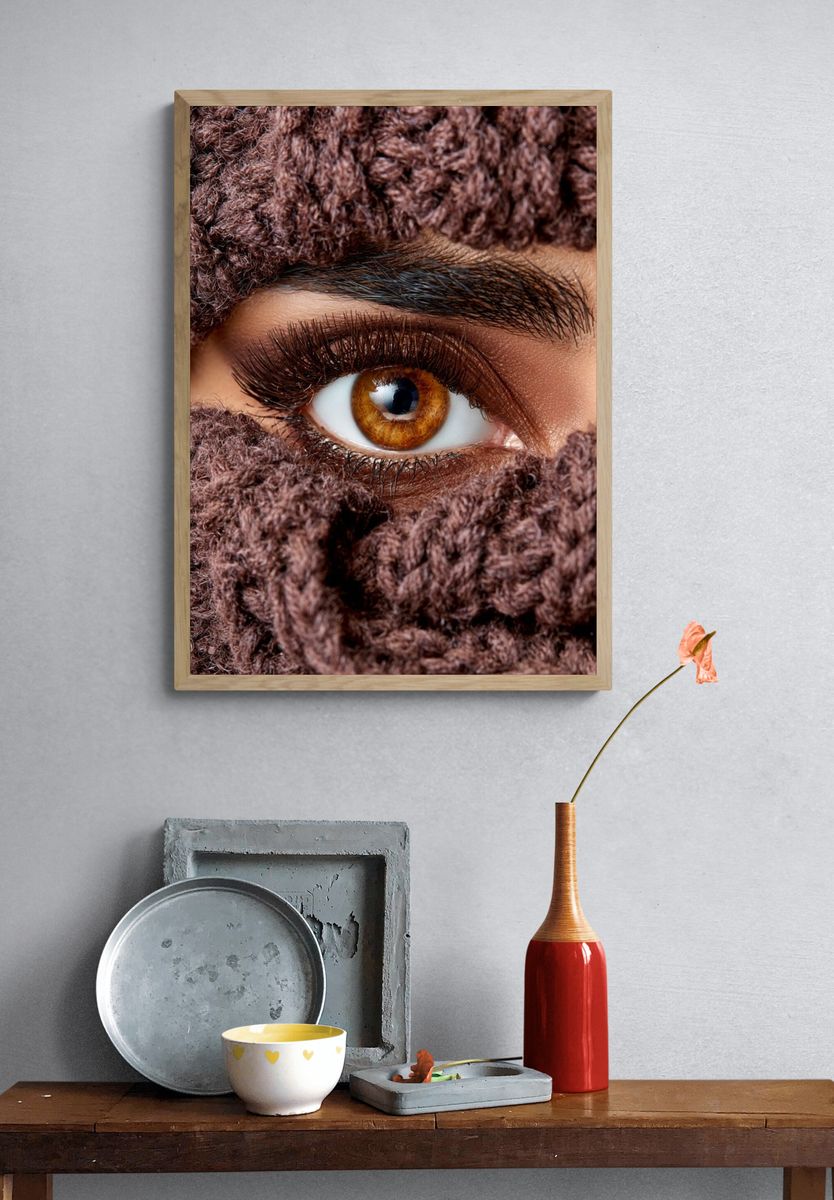 Brown Eye Textile Portrait Poster. — room view 3