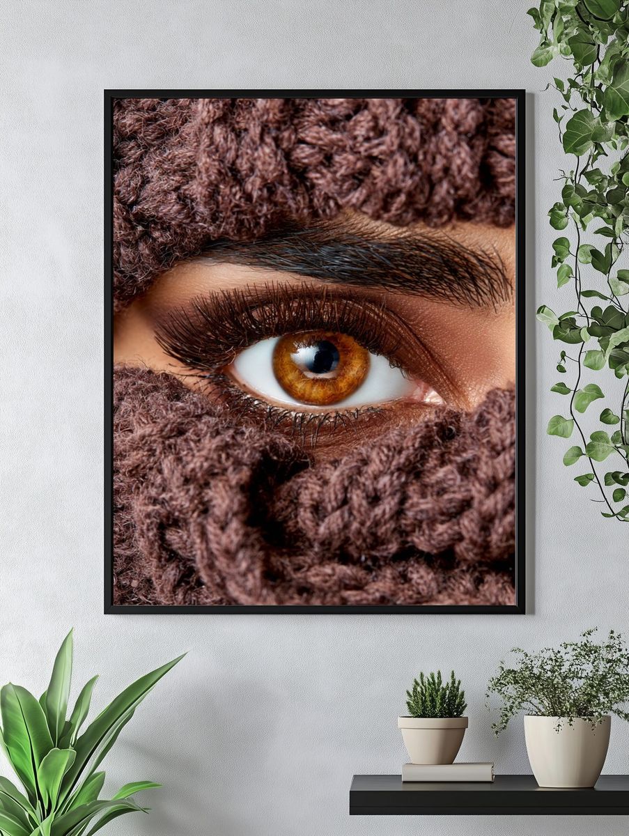 Brown Eye Textile Portrait Poster. — room view 4