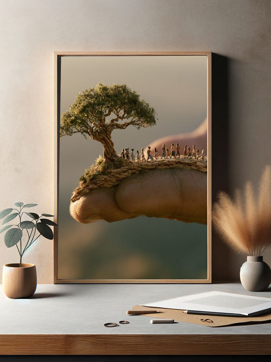 Tiny Tree on Finger Photography Print. — room view 2