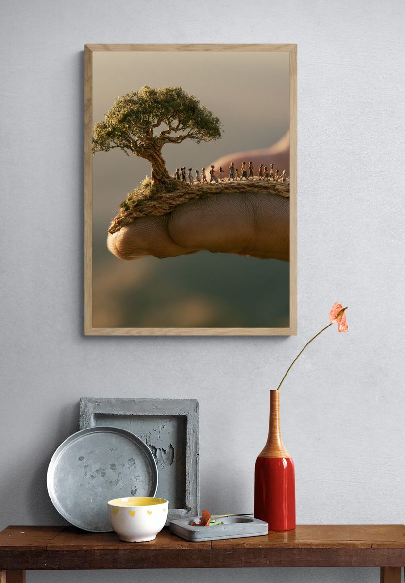 Tiny Tree on Finger Photography Print. — room view 3