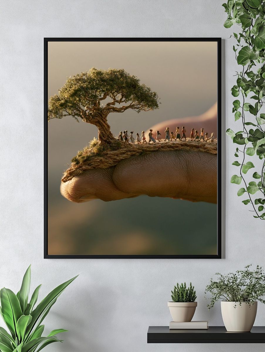 Tiny Tree on Finger Photography Print. — room view 4