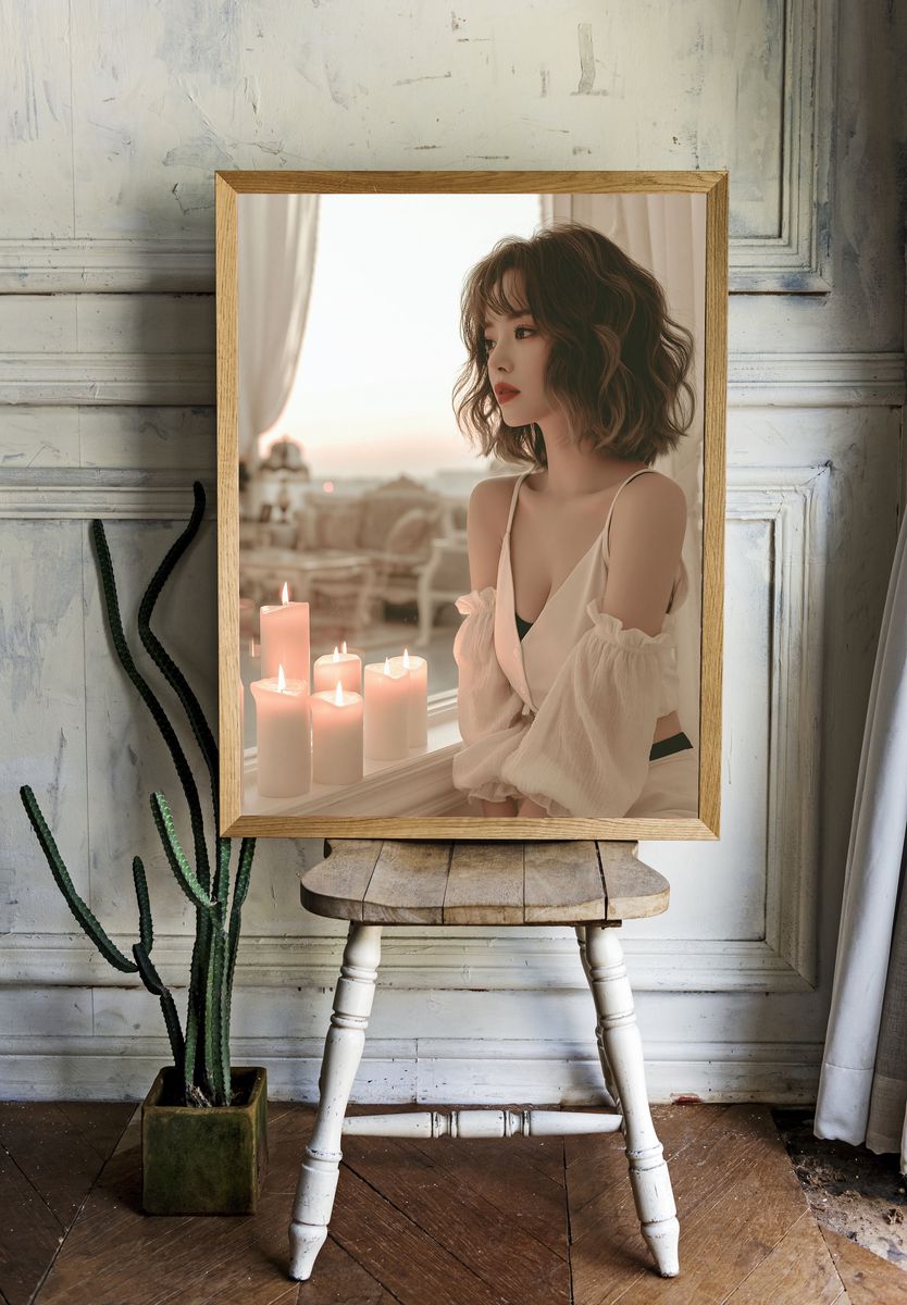 Soft Candlelit Portrait Print. room preview