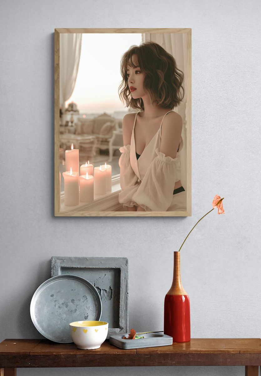 Soft Candlelit Portrait Print. — room view 3